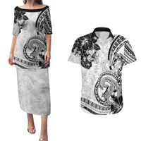 Polynesia Paisley Couples Matching Puletasi and Hawaiian Shirt Mix White Polynesian Pattern LT05 White - Polynesian Pride