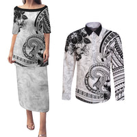 Polynesia Paisley Couples Matching Puletasi and Long Sleeve Button Shirt Mix White Polynesian Pattern LT05 White - Polynesian Pride