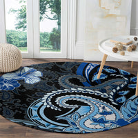 Polynesia Paisley Round Carpet Mix Blue Polynesian Pattern