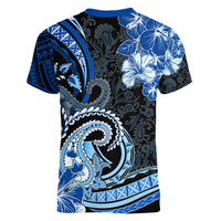 Polynesia Paisley Women V Neck T Shirt Mix Blue Polynesian Pattern LT05 - Polynesian Pride