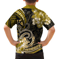 Polynesia Paisley Family Matching Off Shoulder Long Sleeve Dress and Hawaiian Shirt Mix Gold Polynesian Pattern LT05 - Polynesian Pride