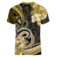 Polynesia Paisley Women V Neck T Shirt Mix Gold Polynesian Pattern LT05 - Polynesian Pride