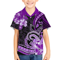 Polynesia Paisley Family Matching Off Shoulder Long Sleeve Dress and Hawaiian Shirt Mix Purple Polynesian Pattern LT05 Son's Shirt Purple - Polynesian Pride