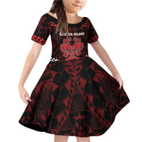 Personalised Easter Island Family Matching Off Shoulder Short Dress and Hawaiian Shirt Polynesian Pattern Emblem LT05 Daughter's Dress Black - Polynesian Pride