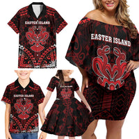 Personalised Easter Island Family Matching Off Shoulder Short Dress and Hawaiian Shirt Polynesian Pattern Emblem LT05 - Polynesian Pride