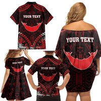 Personalised Easter Island Family Matching Off Shoulder Short Dress and Hawaiian Shirt Polynesian Pattern Emblem LT05 - Polynesian Pride