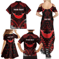 Personalised Easter Island Family Matching Summer Maxi Dress and Hawaiian Shirt Polynesian Pattern Emblem