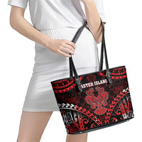 Easter Island Leather Tote Bag Polynesian Pattern Emblem