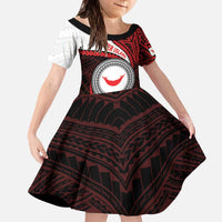 Easter Island Family Matching Off The Shoulder Long Sleeve Dress and Hawaiian Shirt Moai Statues Polynesian Style