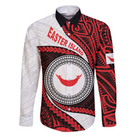 Easter Island Family Matching Off Shoulder Short Dress and Hawaiian Shirt Moai Statues Polynesian Style