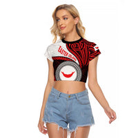 Easter Island Raglan Cropped T Shirt Moai Statues Polynesian Style