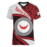 Easter Island Women V-Neck T-Shirt Moai Statues Polynesian Style