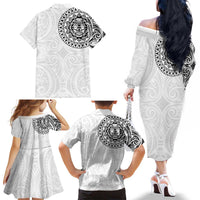 New Zealand Aotearoa Family Matching Off The Shoulder Long Sleeve Dress and Hawaiian Shirt Maori Te Mata O Rongokako LT05 - Polynesian Pride