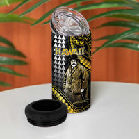 Hawaii Kuhio The Citizen Prince 4 in 1 Can Cooler Tumbler Gold Polynesian Tribal Tattoo