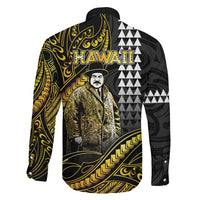 Hawaii Kuhio The Citizen Prince Family Matching Short Sleeve Bodycon Dress and Hawaiian Shirt Gold Polynesian Tribal Tattoo LT05 - Polynesian Pride