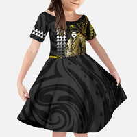 Hawaii Kuhio The Citizen Prince Kid Short Sleeve Dress Gold Polynesian Tribal Tattoo
