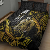 Hawaii Kuhio The Citizen Prince Quilt Bed Set Gold Polynesian Tribal Tattoo