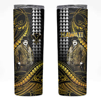 Hawaii Kuhio The Citizen Prince Skinny Tumbler Gold Polynesian Tribal Tattoo