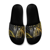 Hawaii Kuhio The Citizen Prince Slide Sandals Gold Polynesian Tribal Tattoo