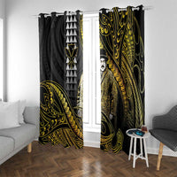 Hawaii Kuhio The Citizen Prince Window Curtain Gold Polynesian Tribal Tattoo