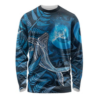 New Zealand Matariki Long Sleeve Shirt Maori Koru With Humpback Whale Blue