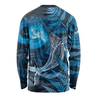 New Zealand Matariki Long Sleeve Shirt Maori Koru With Humpback Whale Blue