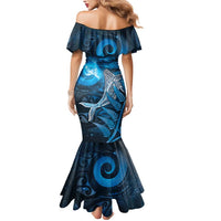 New Zealand Matariki Mermaid Dress Maori Koru With Humpback Whale Blue