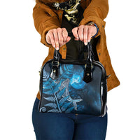 New Zealand Matariki Shoulder Handbag Maori Koru With Humpback Whale Blue
