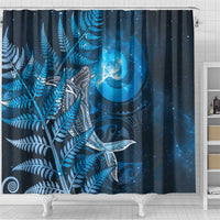 New Zealand Matariki Shower Curtain Maori Koru With Humpback Whale Blue