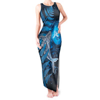 New Zealand Matariki Tank Maxi Dress Maori Koru With Humpback Whale Blue