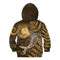 New Zealand Matariki Kid Hoodie Maori Koru With Humpback Whale Gold