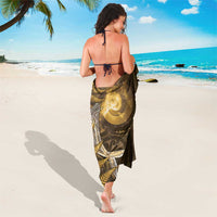 New Zealand Matariki Sarong Maori Koru With Humpback Whale Gold