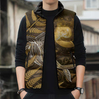 New Zealand Matariki Sleeveless Puffer Jacket Maori Koru With Humpback Whale Gold