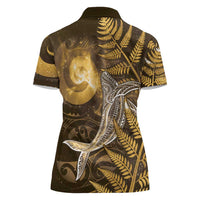 New Zealand Matariki Women Polo Shirt Maori Koru With Humpback Whale Gold