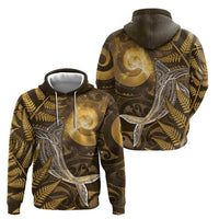 New Zealand Matariki Zip Hoodie Maori Koru With Humpback Whale Gold
