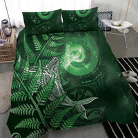 New Zealand Matariki Bedding Set Maori Koru With Humpback Whale Green