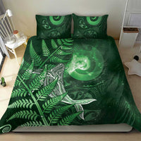New Zealand Matariki Bedding Set Maori Koru With Humpback Whale Green