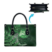 New Zealand Matariki Leather Bag Maori Koru With Humpback Whale Green