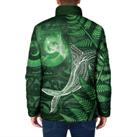 New Zealand Matariki Padded Jacket Maori Koru With Humpback Whale Green