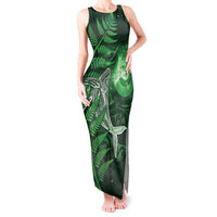 New Zealand Matariki Tank Maxi Dress Maori Koru With Humpback Whale Green