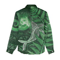 New Zealand Matariki Women Casual Shirt Maori Koru With Humpback Whale Green