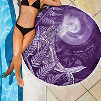 New Zealand Matariki Beach Blanket Maori Koru With Humpback Whale Purple