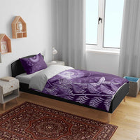 New Zealand Matariki Bedding Set Maori Koru With Humpback Whale Purple