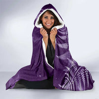 New Zealand Matariki Hooded Blanket Maori Koru With Humpback Whale Purple
