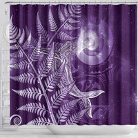 New Zealand Matariki Shower Curtain Maori Koru With Humpback Whale Purple