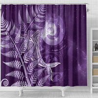 New Zealand Matariki Shower Curtain Maori Koru With Humpback Whale Purple