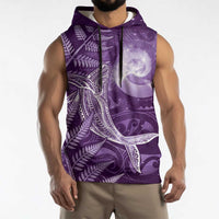 New Zealand Matariki Sleeveless Hoodie Maori Koru With Humpback Whale Purple
