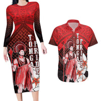 The First King Of Tonga Couples Matching Long Sleeve Bodycon Dress and Hawaiian Shirt Tongan Pride