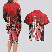 The First King Of Tonga Couples Matching Long Sleeve Bodycon Dress and Hawaiian Shirt Tongan Pride