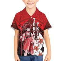 The First King Of Tonga Family Matching Off The Shoulder Long Sleeve Dress and Hawaiian Shirt Tongan Pride